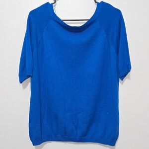 S#6 JOSEPH A. Electric Blue Knit Short Sleeve Raglan Top XL